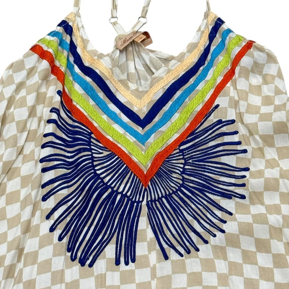 Women’s Mara Hoffman Beige & White Checkered Maxi Dress - Picture 5 of 9